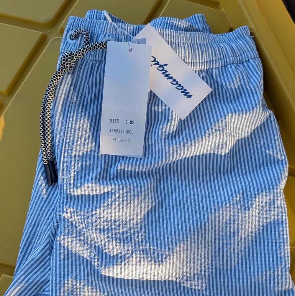 Blue and White Striped Garment